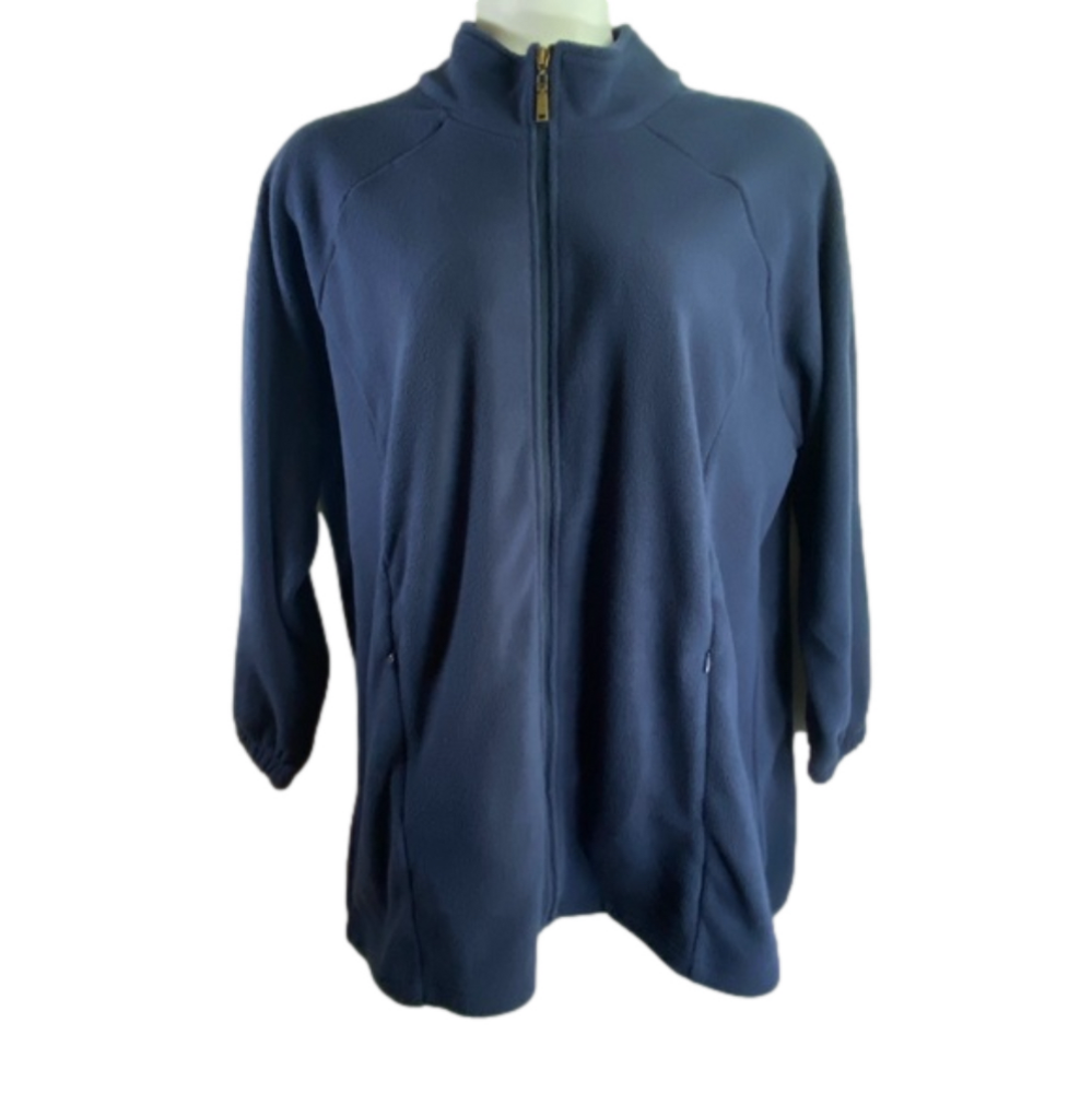 Avenue Navy Polar Fleece Front Zip Mock Collar Jacket NWT Size 20 SKU0530